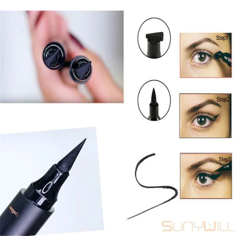 CmaaDu жидкий Eyesliner супер водонепроницаемый черный двуглавый штампы подводка для глаз карандаш для глаз maquiagem инструмент для макияжа TSLM1