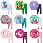 Новинка, детская одежда для сна с рисунком Микки Мауса и животных, семейная детская одежда для девочек, одежда для сна с русалочкой, 3-8 лет, пижамы