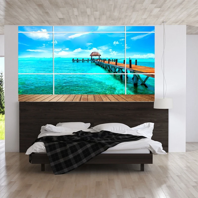 

Sea 3D Headboard Wall Decal Art Vinyl Bedside Sticker Removable Mural Decoration