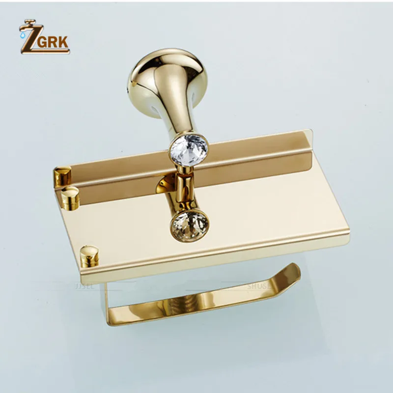 zgrk luxury crystal bathroom accessories set gold polished bath hardware set wall mounted bathroom products banheiro free global shipping