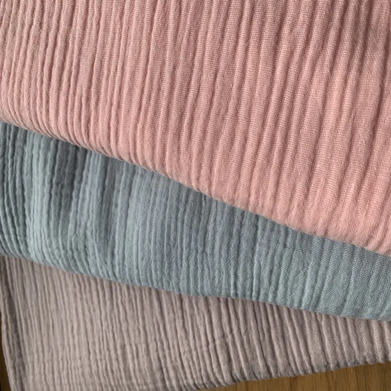 Натуральная хлопковая двойная марлевая ткань Crinkle ткань 135 см ширина 125 gsm для детской одежды постельные принадлежности ткань 100 метров CD03B