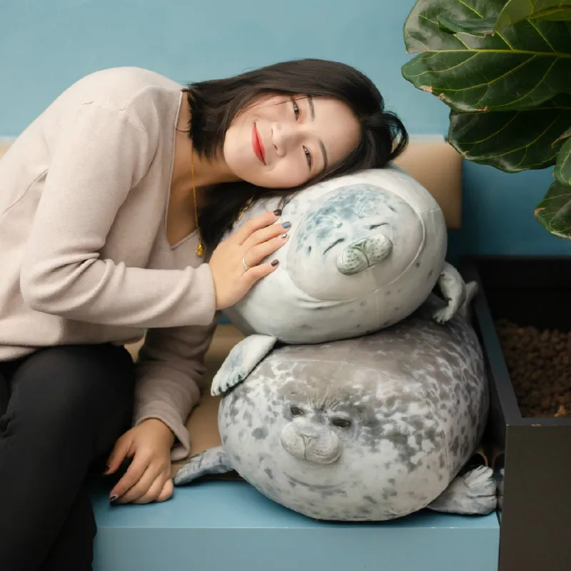 Angry Blob Seal Chubby 3D Sea Lion Doll Plush Stuffed Toy Soft  Baby Sleeping Pillow Kids Toys Birthday Gift Marine Life Seal