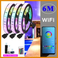 led room light works with wi fi controller 5050 rgb led light app and remote for home decoration indoor lighting 6m 12m 15m20m