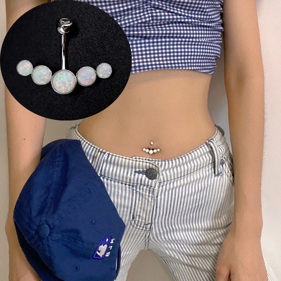 

Opal Belly Button Piercing Dangling 925 Sterling Silver Lady Body Jewelry For Women Trendy Summer Beach Accessories Dance Gift