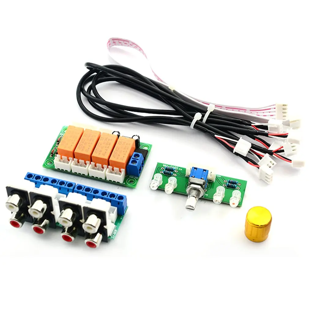 

4-Way Relay Audio Input Signal Selector Switching RCA Audio Input Selection Board of Rotary Switch for Amplifiers