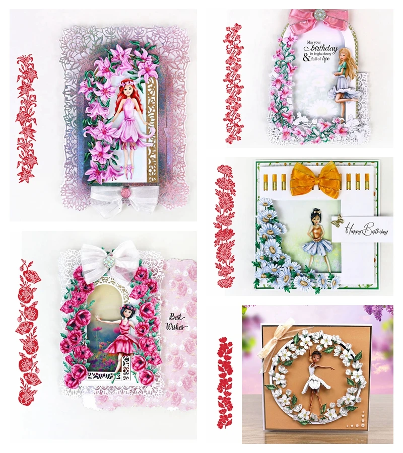 Цветочные полосы листья металлические трафареты для пресс формы DIY бумажные