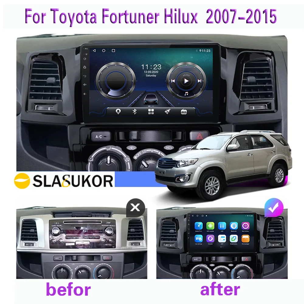 Автомобильный радиоплеер 9 &quotAndroid 10 6G + 128G для Toyota Fortuner Hilux 2007 2015 мультимедиа видео