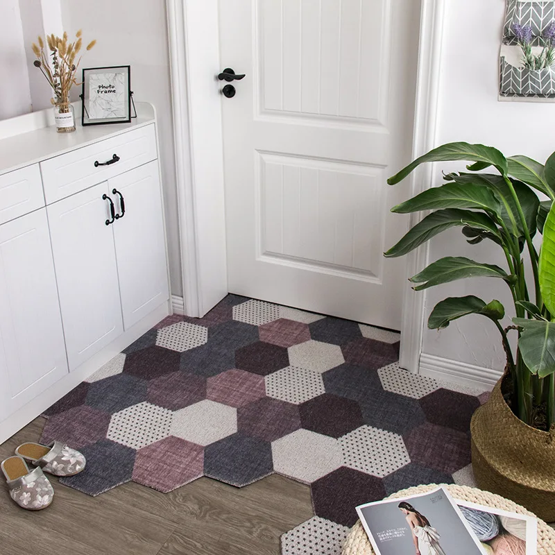 Doormat Carpet Nordic Style Silk Loop Hallway Outdoor Household Family Mat Carpet Dust Removal Stain Resistant Foot PVC Door Mat