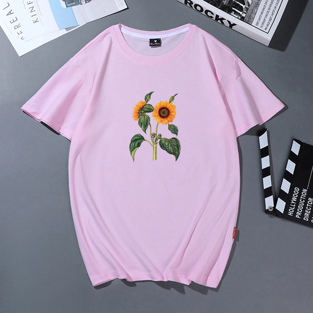 

Women T Shirt Cotton Casual Funny T Shirt for Lady Girl Top Tee Hipster 12 Colors Drop Ship 90s Aesthetic Sunflower Shirts Woman