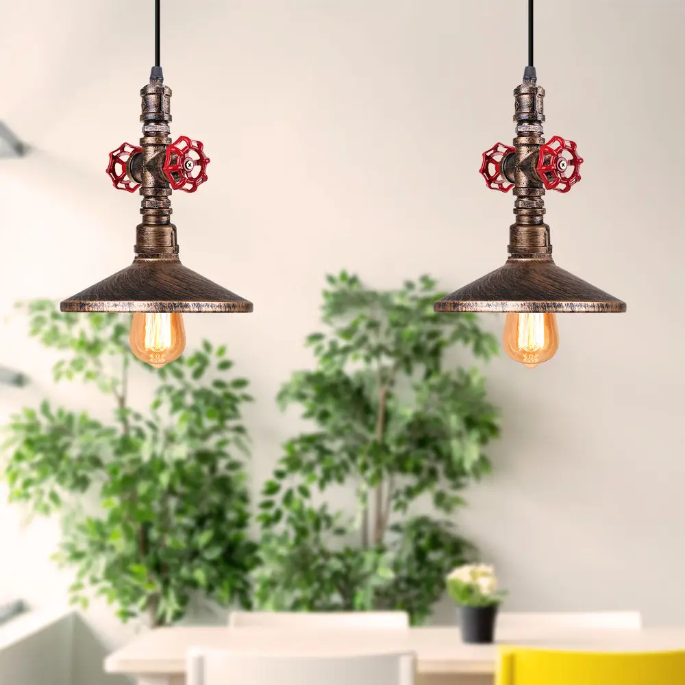 Lámpara colgante de tubería de agua de hierro Industrial, luces LED E27 Vintage para Bar, restaurante, cocina y dormitorio