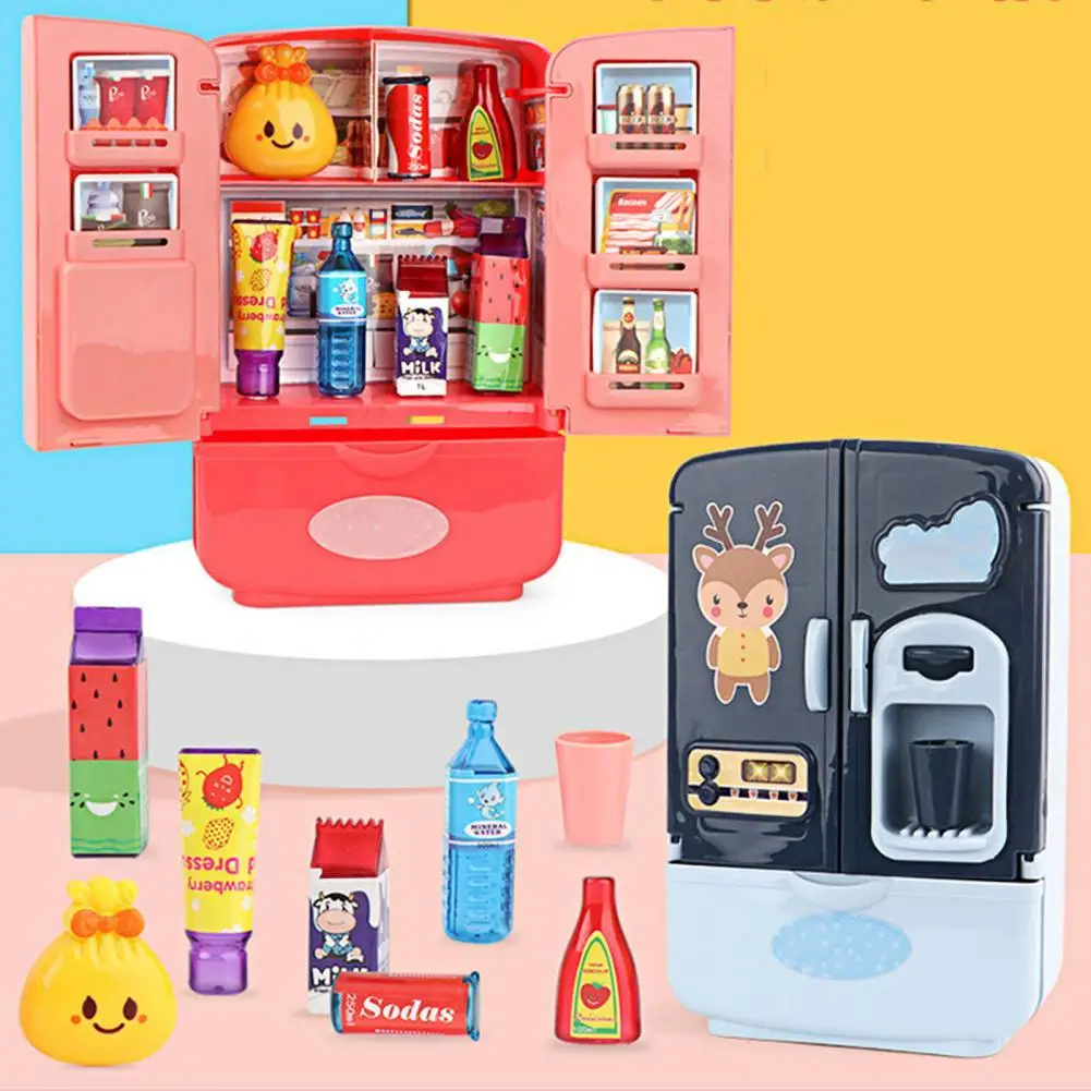 

Simulation Miniature Double Door Refrigerator Kids Pretend Play House Toy Gift