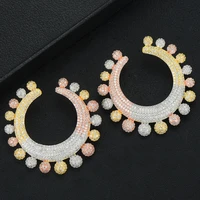 larrauri brand noble luxury round stud earrings for women wedding engagement jewelry wear cubic zirconia statement earrings