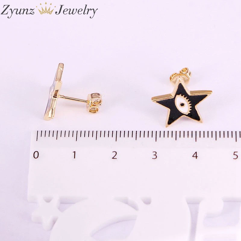 

10 Pairs, Top Quality Jewelry Golden Stud Earring Enamel Eye Cute Star Stud Earring Bohemian Statement Earring For Women Girl