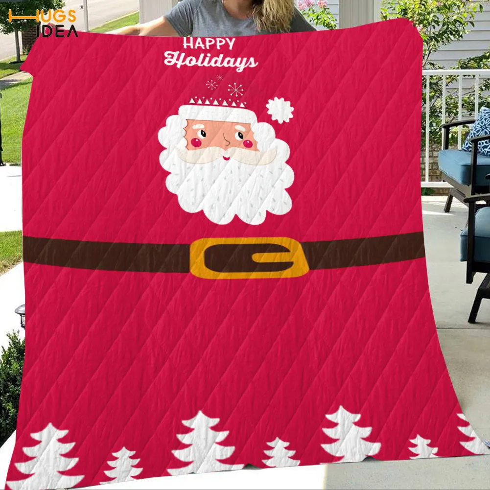 Economici HUGSIDEA Buon Natale Trapunte Premium Inverno Caldo Festa Spessa Coperta Personalizzata Babbo Natale Design Biancheria Da Letto Fodera Trapunta