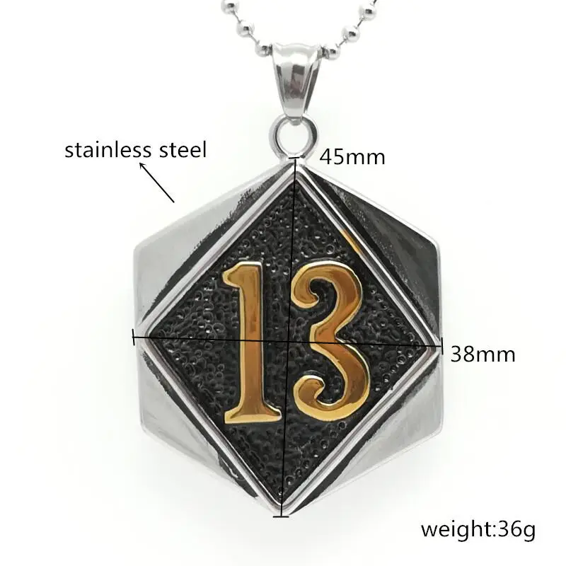 Новый Винтажный кулон из нержавеющей стали с номером счастливого 13 меткой