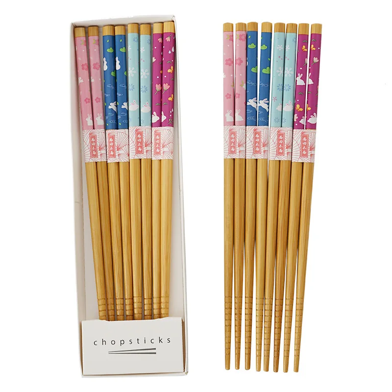 Набор бамбуковых палочек для еды комплект японских подарочных 8 пар в