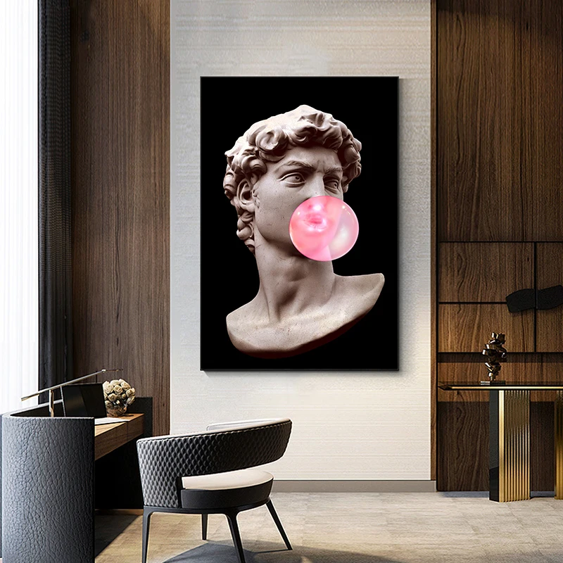 

Black Background Sculpture of David Canvas Paintings Poster and Prints Modern Wall Art Pictures for Living Room Home Decoration