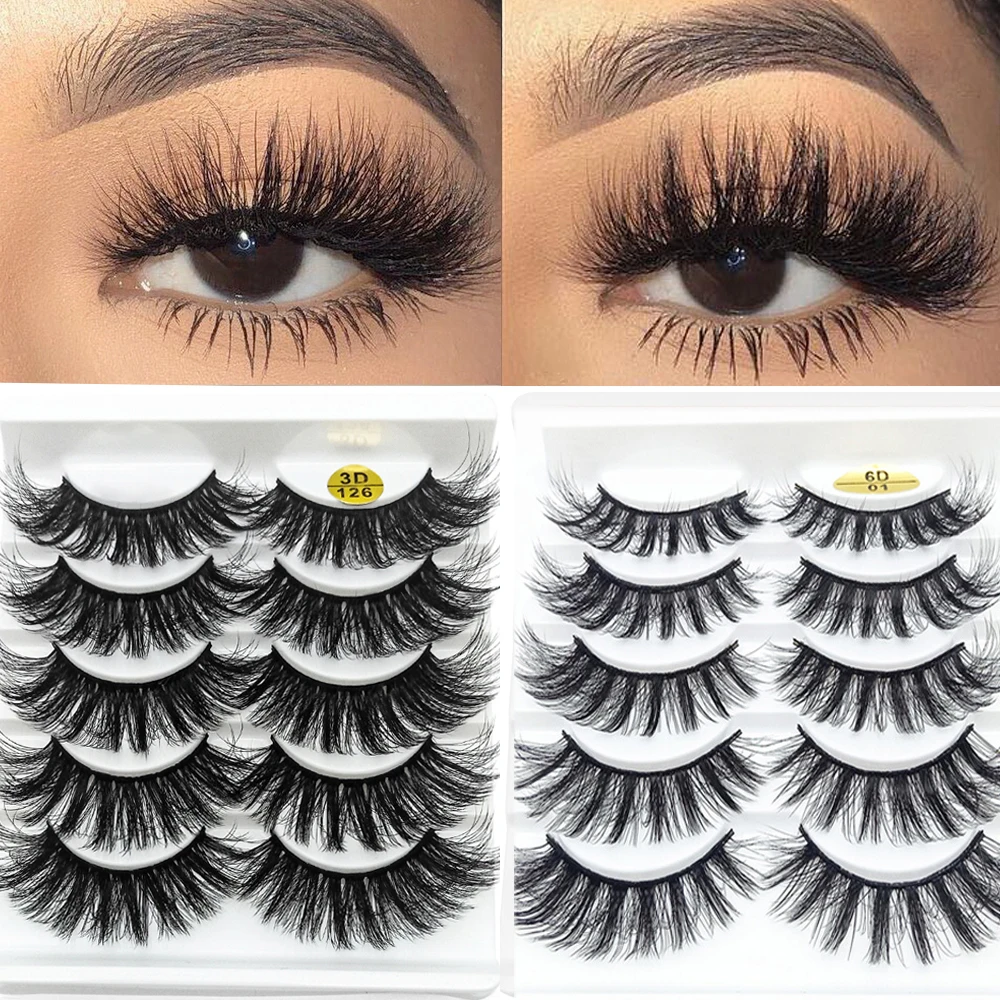 5 пар Объемные Накладные ресницы из искусственной норки пушистые натуральные