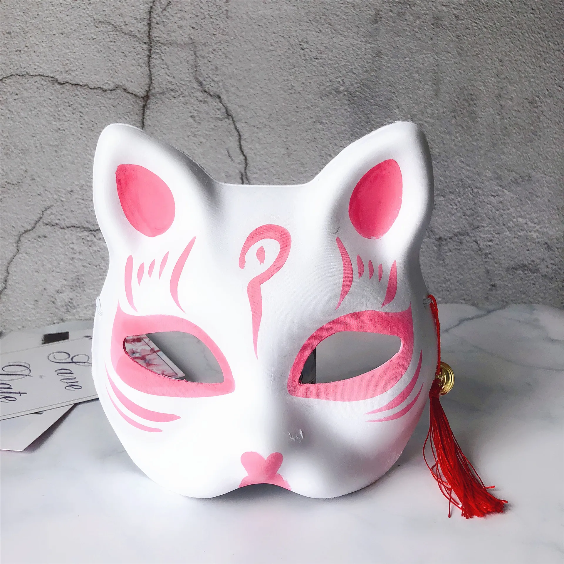 Аниме косплей маска с ручной росписью кисточка кошка лиса для косплея розовые