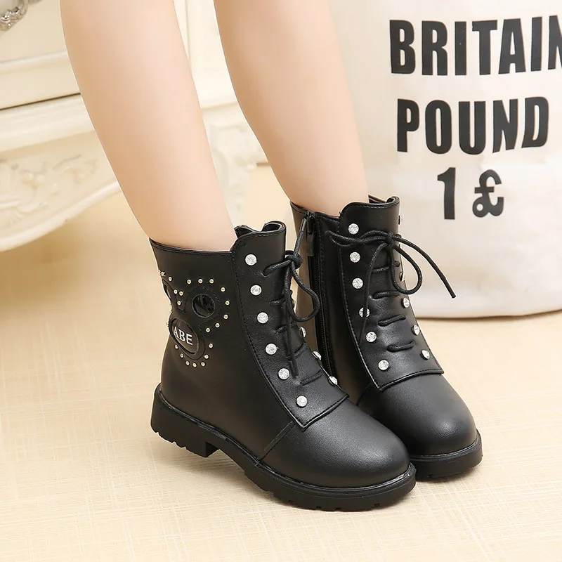 Ботинки для девочек Зимние новые детские ботинки Martin Бархатные теплые Модная