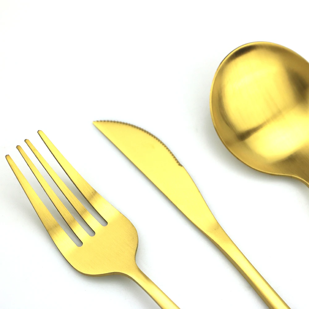 6 шт. набор золотых столовых приборов из нержавеющей стали посуды ножи Вилки