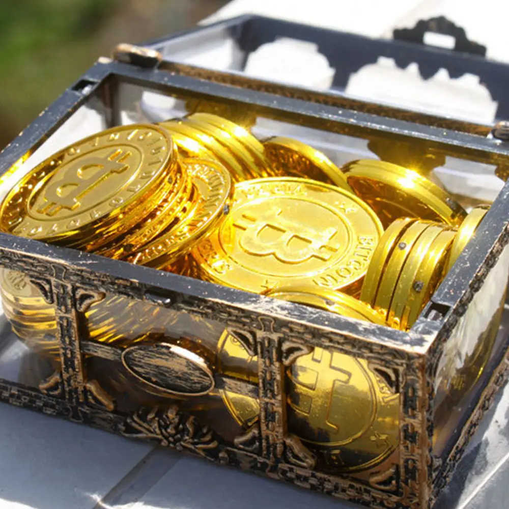Fashion Jewelry Storage Box Pirate Design Treasure Chest Metal Lock Cases Plastic Coin Transparent Mini Ornament | Дом и сад