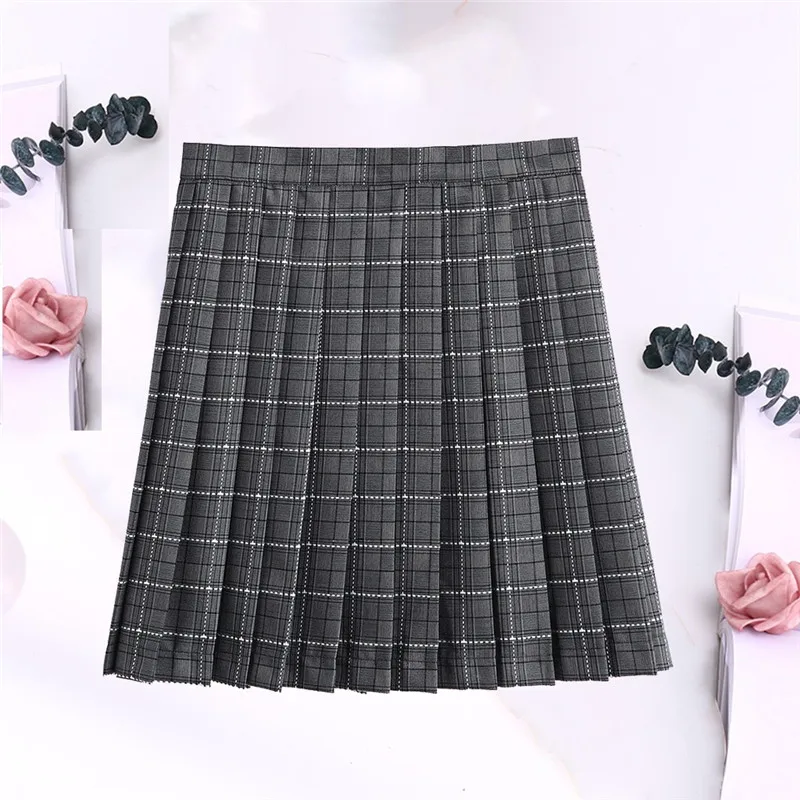 Женская юбка в стиле преппи с высокой талией одноцветные юбки Весенняя