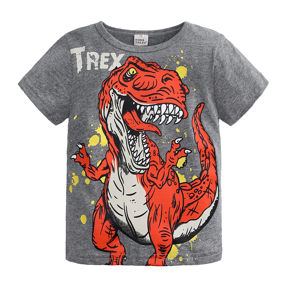 

Summer Kids Boys Tees Dinosaur Print Graphic T Shirts Cartoon Children Fashion Tops Cotton Short Sleeve Child Clothes 2-7 Years