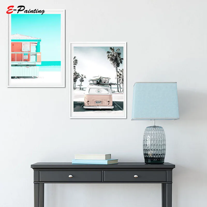 Nordic Canvas Painting Arieal Ocean Wall Art Printable Aqua Surf Photography Poster Living Room Decor Christmas Gift | Дом и сад