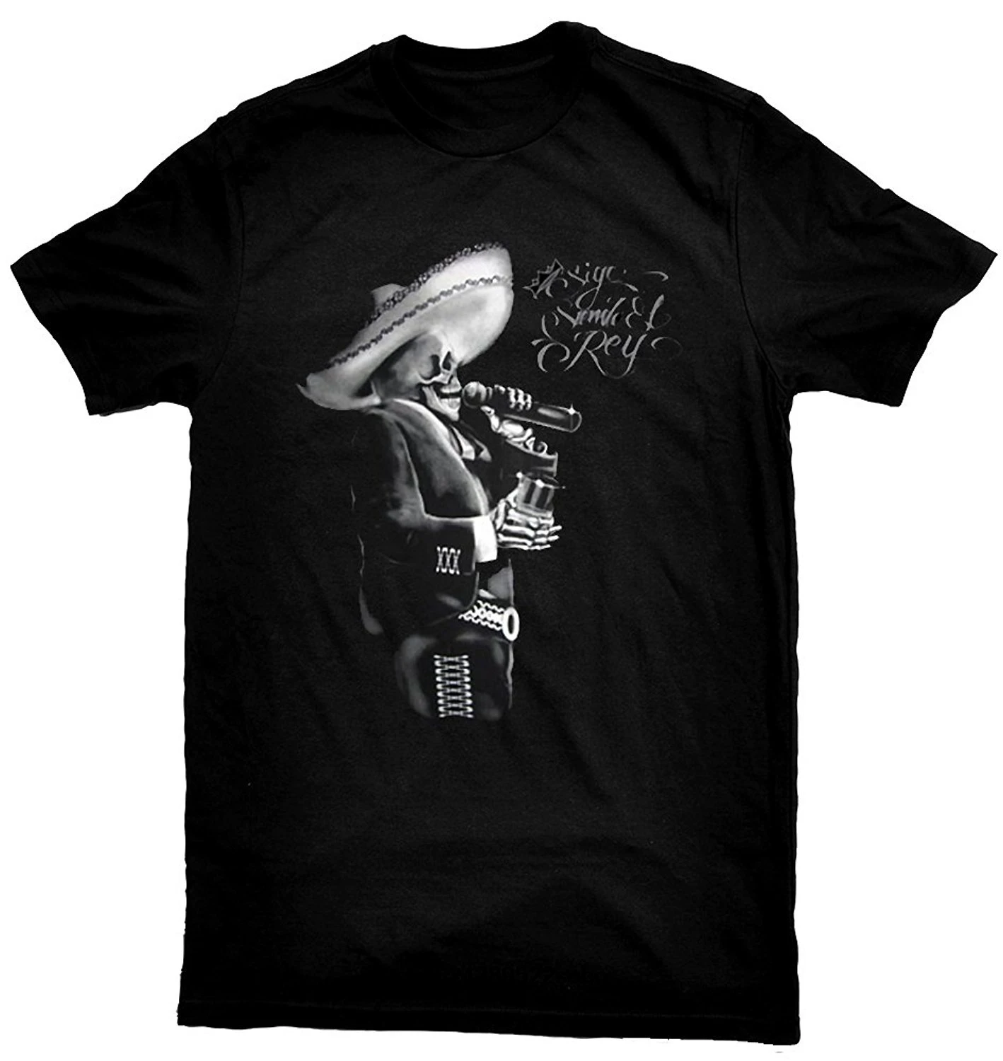 

Men Mariachi T Shirt Sigo Siendo El Rey Vicente Fernandez Black Summer T-Shirts Fashion Tee women