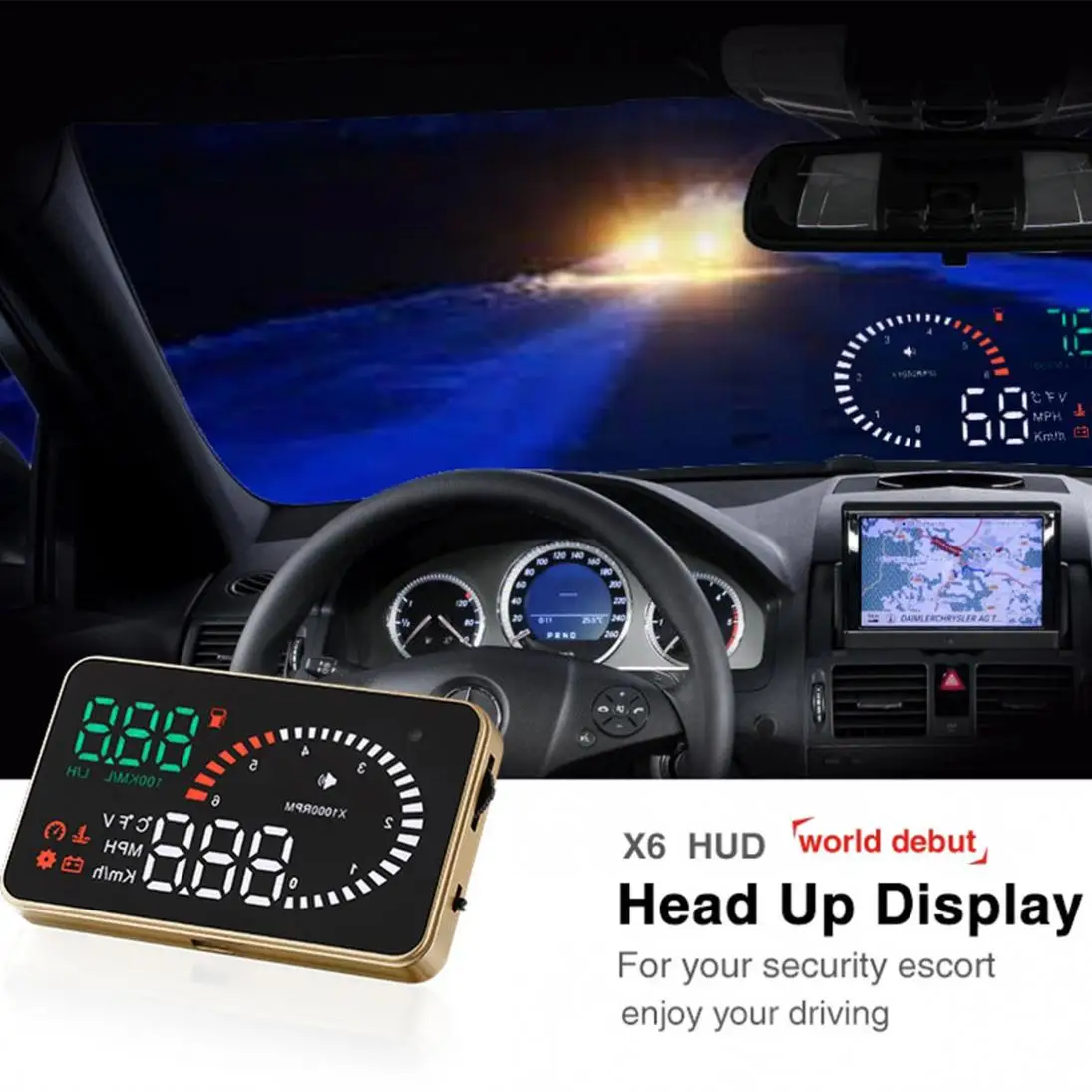 3-дюймовый X6 ультра-прозрачная Авто HUD Дисплей с Скорость/двигатель