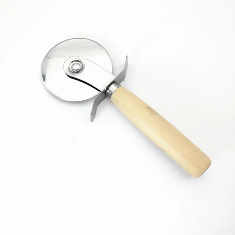 

1 pc Round Pizza Cutter Stainless Steel With Wooden Handle Pizza Knife Cutter Pastry Pasta Dough kitchen Baking Tools