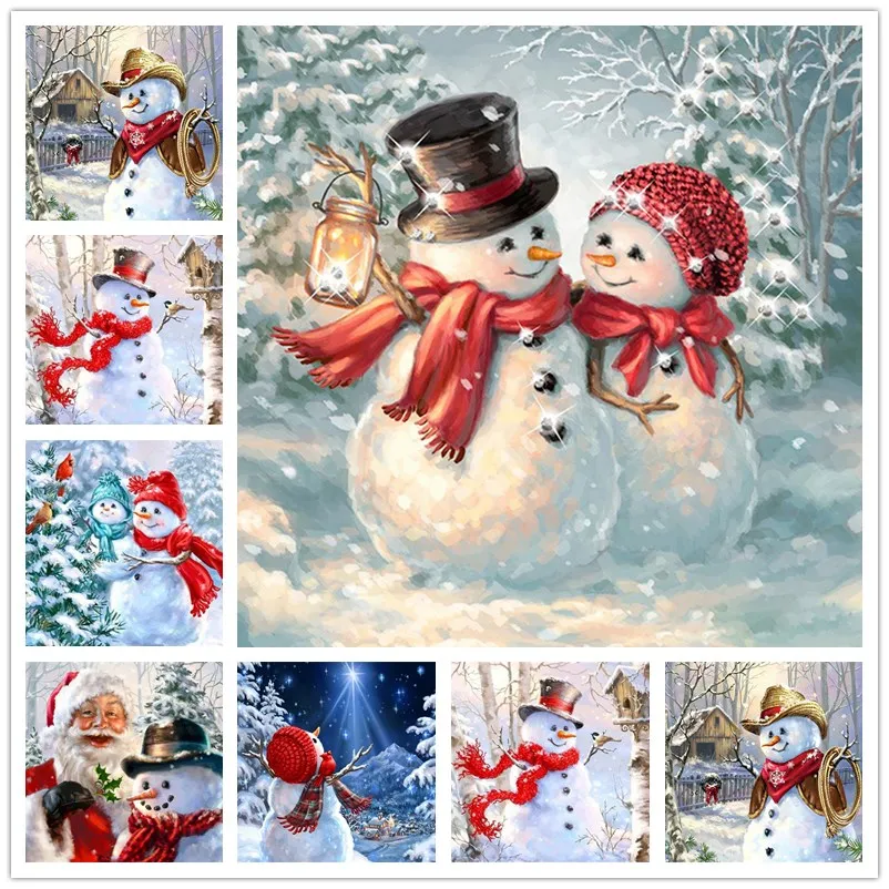 5D DIY алмазная живопись полный со стразами и квадратной круглый Санта Снеговик