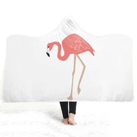 tropical plants flamingo printed kid hooded blanket for adults warm wearable fleece woman soft throw blanket microfiber sofa