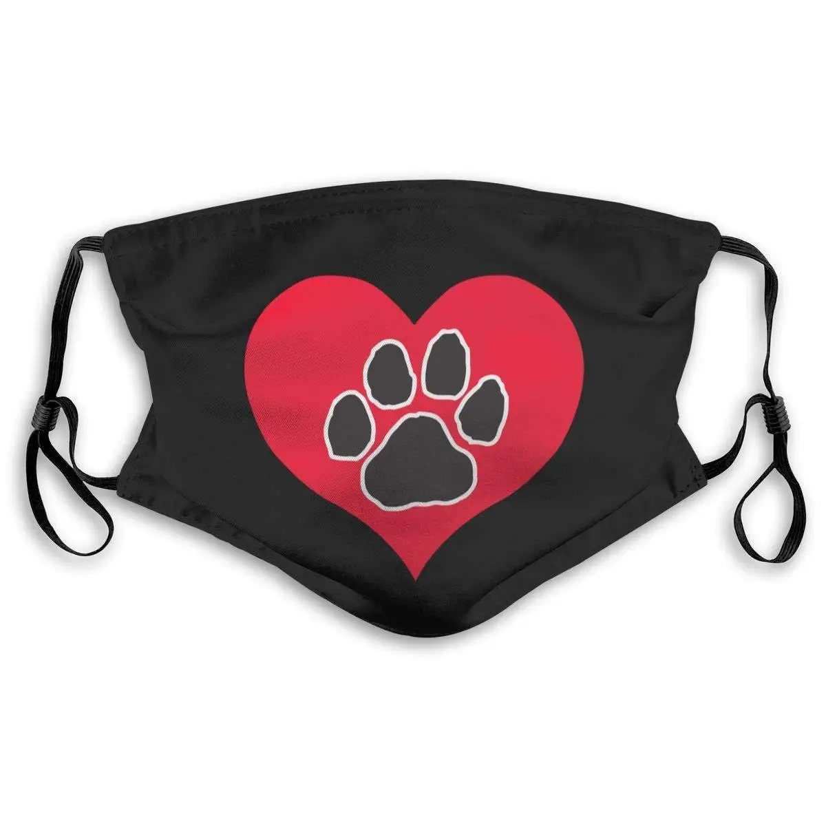 

Paws In My Heart Printed Mouth Covering Washable Reusable Fabric Face Mask with Filter