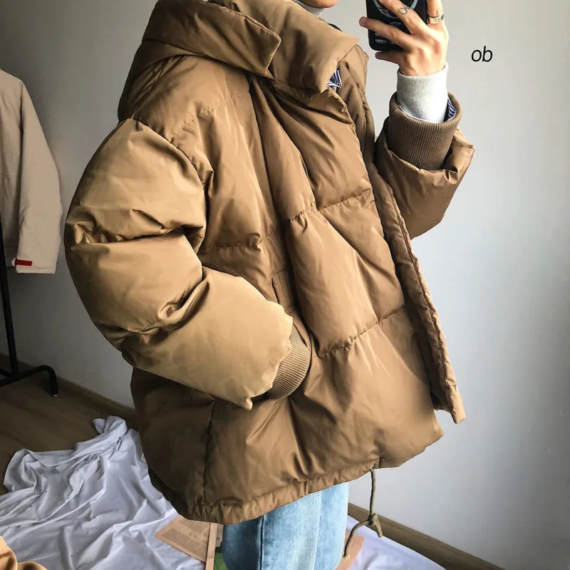 Winter Jacket Men's Parka Warm Fashion Casual Korean Style Hooded Short Coat Men Streetwear Wild Loose Thick Jacket Mens Clothes