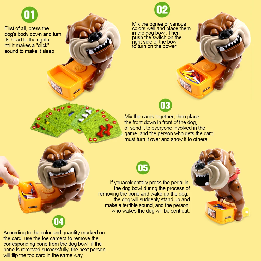 

Funny Cartoon Novelty Trick Toy Bad Dog Finger Biting Games Interactive Toys Set for Parents/Child/Friends Hand-Eye Coordination