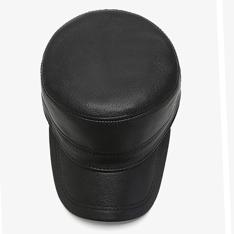 Зимняя шапка из воловьей кожи мужская для папы военная теплая плотная Дедушки