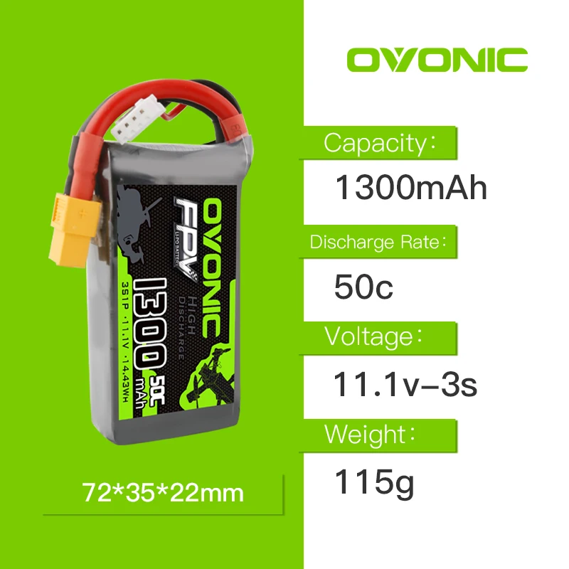 OVONIC 1300 мАч 50C Lipo 3S1P 11 1 В батарея XT60 разъем для 250 FPV рама RC Дрон Heli Quad лодка
