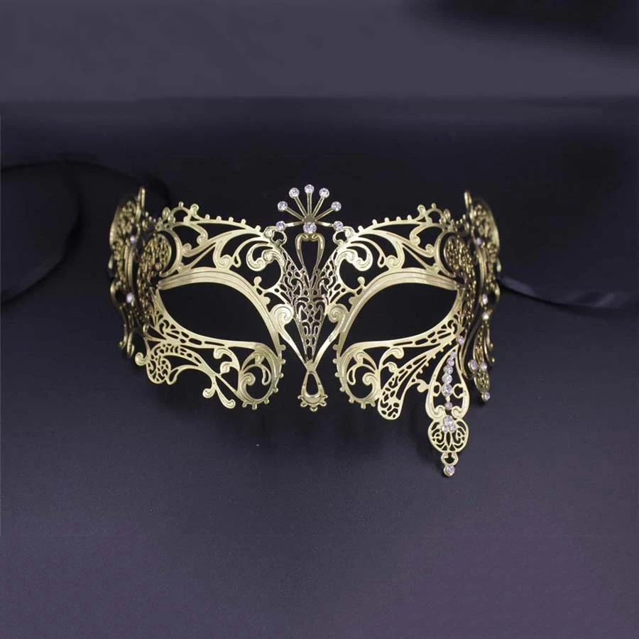 Золото Стиль металлическая Филигрань Лазерная резка череп Венецианская