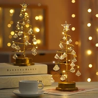 led christmas crystal lights xmas gifts crystal tree desk night lamp with battery powered light for party wedding holiday decor