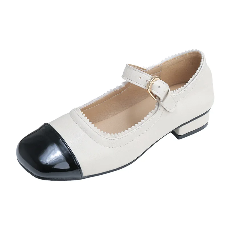 

Casual Woman Shoe Round Toe Oxfords Shallow Mouth Mixed Colors Female Footwear New Leather Summer Dress Solid Rubber Basic Buckl