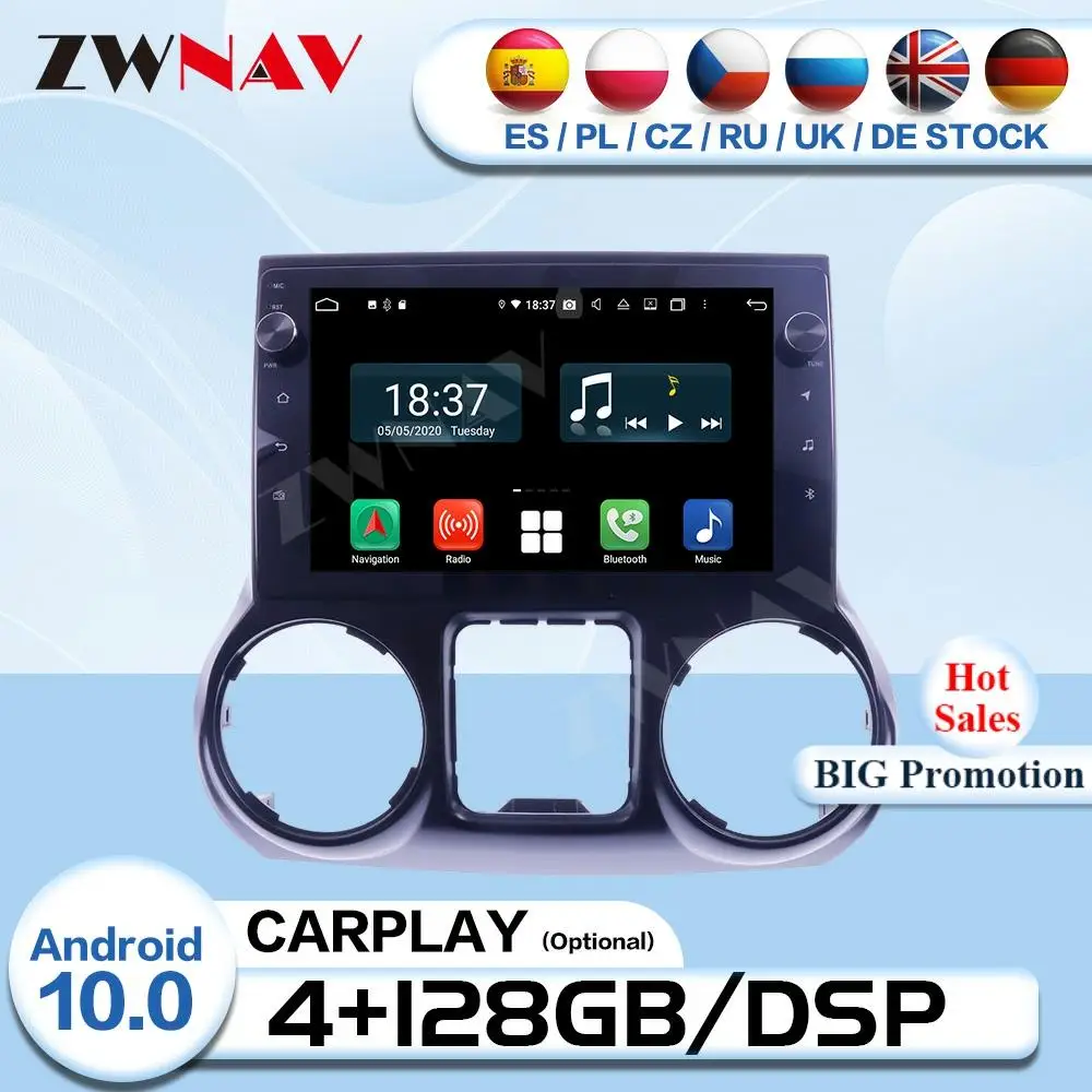 

Carplay 2 Din Android для Jeep Wrangler 2011, 2012, 2013, 2014, 2016, 2017, автомобильный радиоприемник, аудио, стерео, GPS-плеер, головное устройство