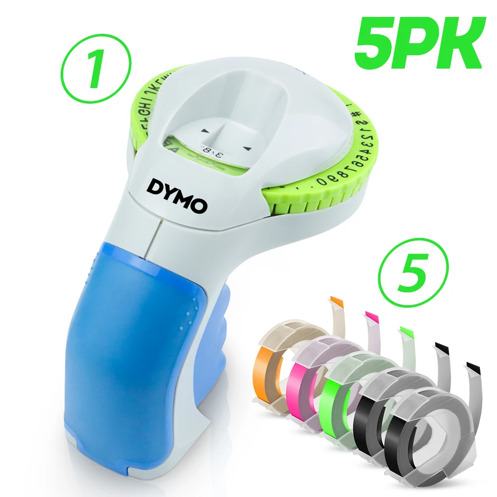 

Dymo Labeller 12965 Dymo Labeling Machine Label Printer Dymo 12965 3D Embossing Label Maker Manual Typewriter with 5PK Label Tap