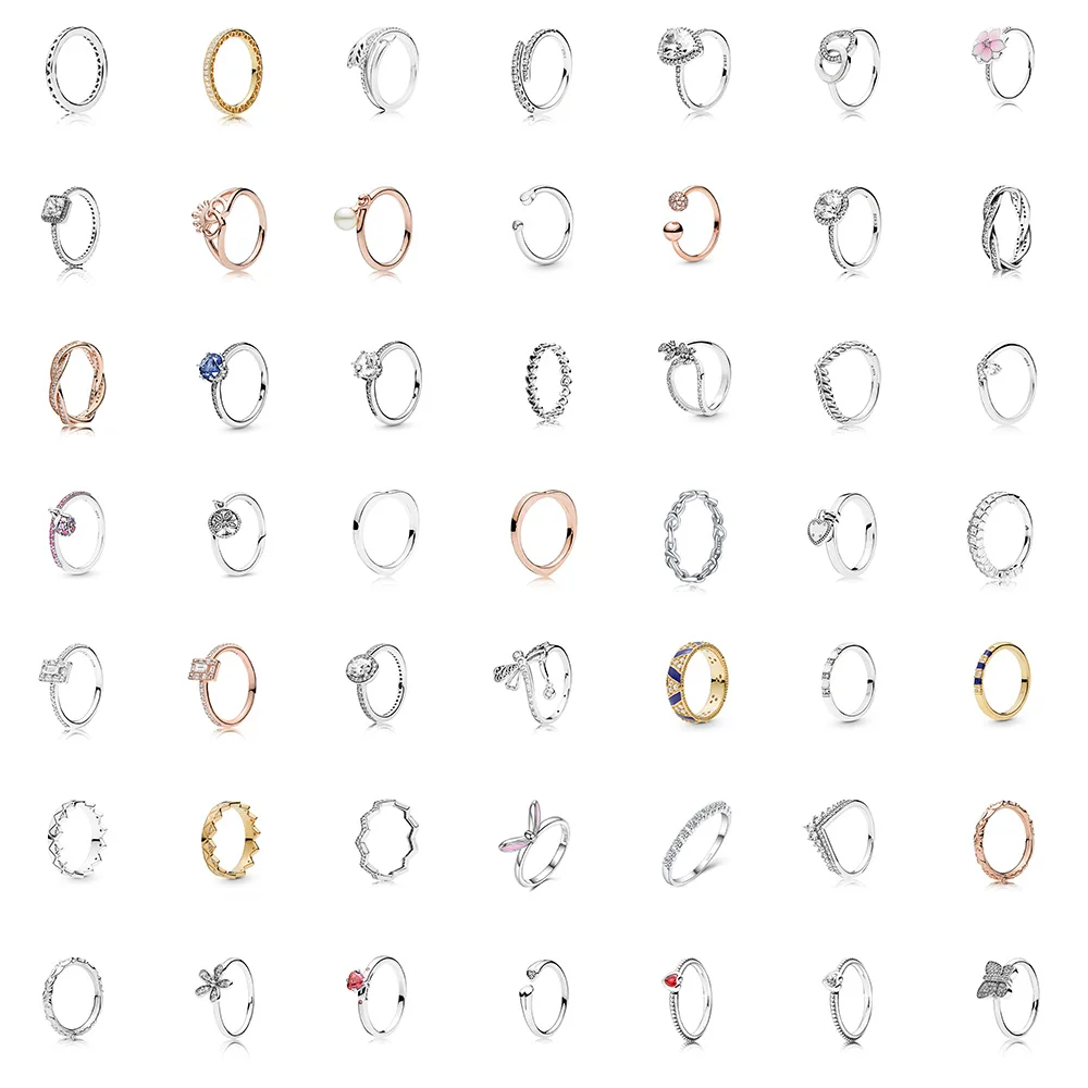 

Silver Color Women Finger Ring Pink Flower Red Round Heart Cz Dragonfly Butterfly Ring For Women Wedding Jewelry