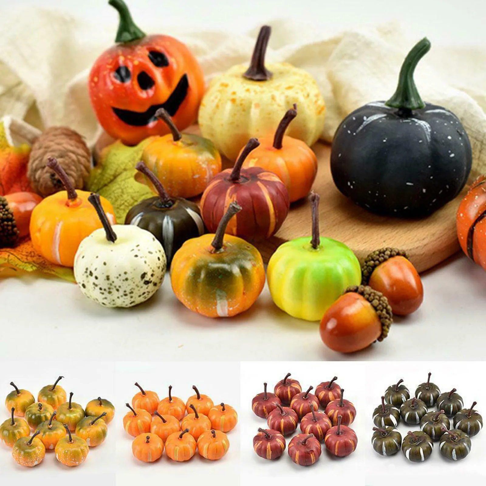 

10pcs Mini Diy Crafts Vegetabl Fruits Artificial Pumpkin Fake Simulation Happy Halloween Decoration For Home Halloween Props