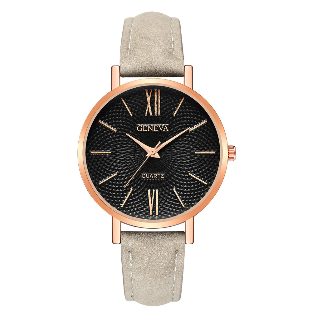 Тренд стиль Женские часы кожа дамы Девушки Круглый циферблат Кварцевые Relogio Orologi