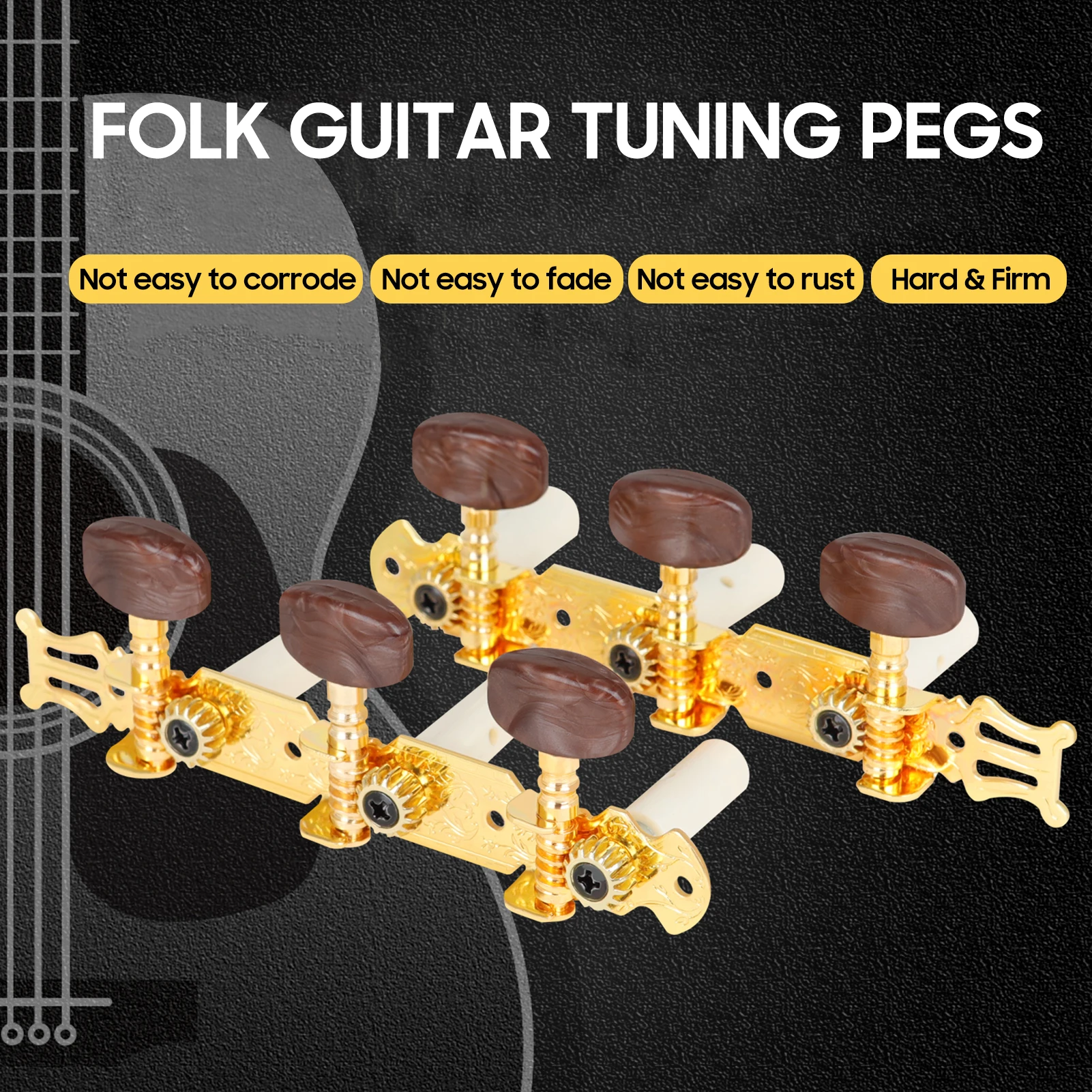 

LADE 3 + 3 открытые колышки для настройки гитарной струны с крепежными винтами, ключи для настройки гитарной головки Агата для классических гит...