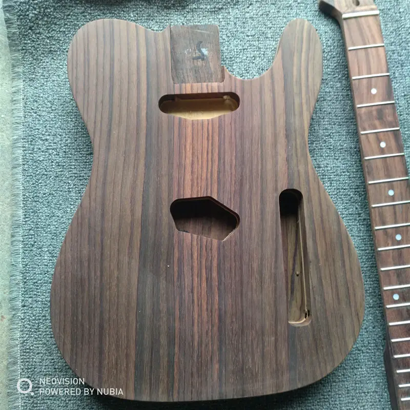 Коричневый TL semi-finished rosewood, rosewood body and neck, self-installed guitar - Цвет: Коричневый