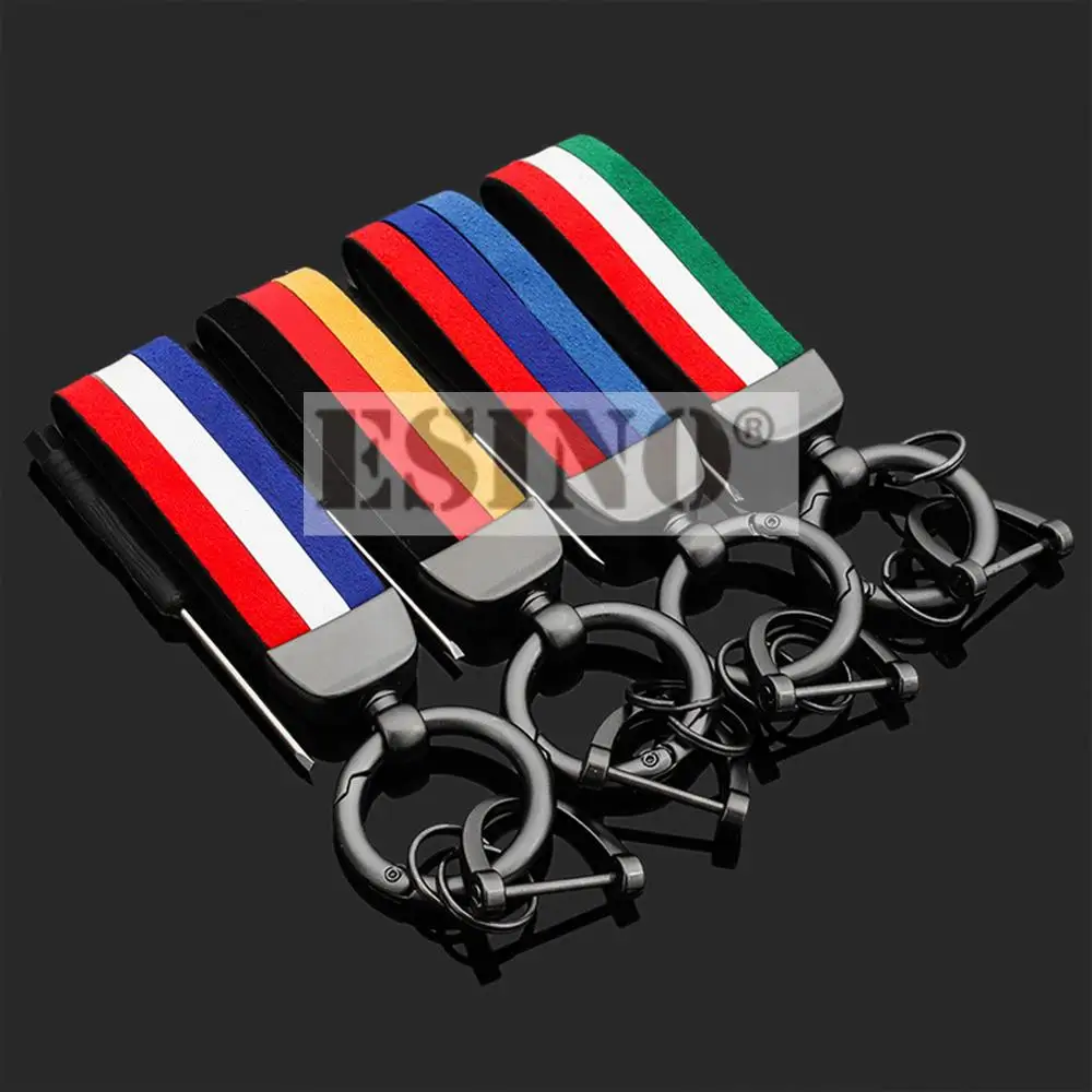 

New Fashion Design Creative Car Accessory 3D Metal Zinc Alloy Alcantara Leather Key Chain Key Ring For M France Germany Italy